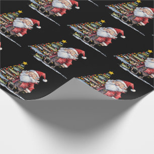 Fishing Lovers Christmas  Santa Claus Wrapping Paper