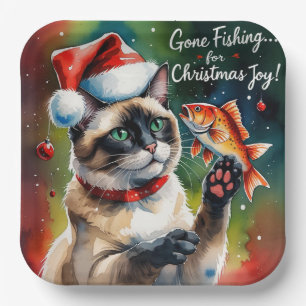 Fishing Lovers Christmas themed for Cat lovers Paper Plate