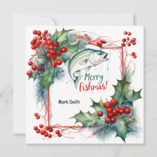 Fishing Lovers Christmas  themed  Holiday Card