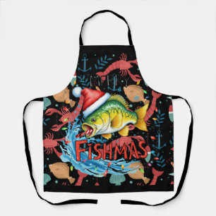 Fishing Lovers Christmas with Santa Claus Fish Apron