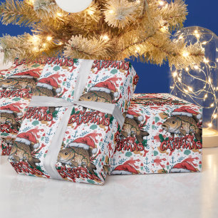 Fishing Lovers Christmas with Santa Claus Fish  Wrapping Paper