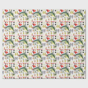 Fishing Lovers Christmas with Santa Claus Fish  Wrapping Paper