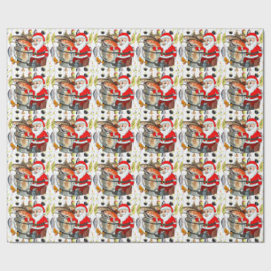 Fishing Lovers Christmas with Santa Claus Fish Wrapping Paper