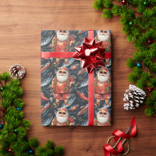 Fishing Lovers Christmas with Santa Claus Fish Wrapping Paper