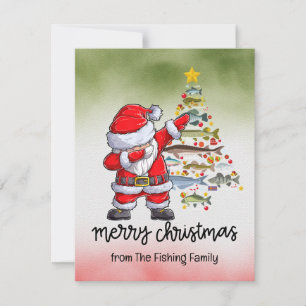 Fishing Lovers Christmas with Santa Claus Holiday Card