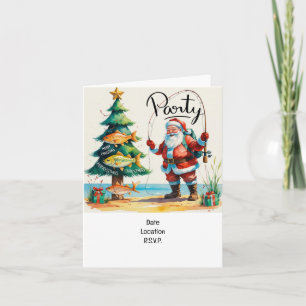 Fishing Lovers Christmas with Santa Claus Invitation