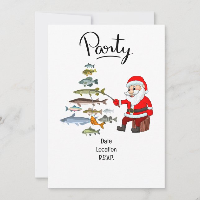 Fishing Lovers Christmas with Santa Claus Invitation (Front)