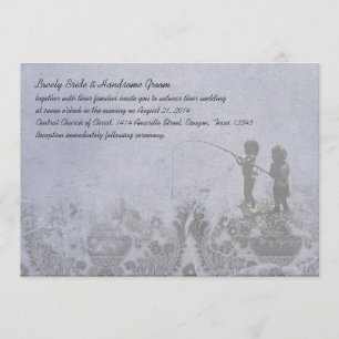 Fishing Lovers Faded Blue Wedding Invitation