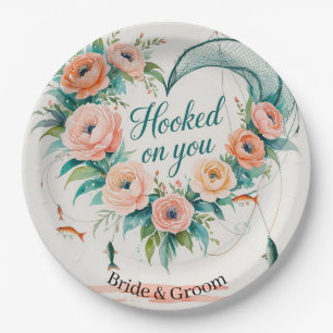 Fishing lovers Hook on you for Wedding Paper Plate