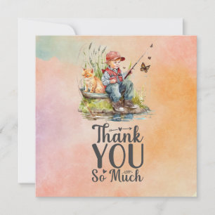 Fishing lovers is fishing with cat thank you card