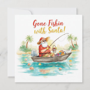 Fishing lovers Santa is fishing Christmas Holiday  Card