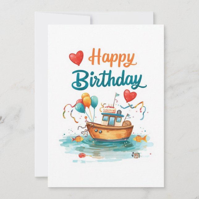 Fishing Lovers themed go fishing on his birthday  Card (Front)