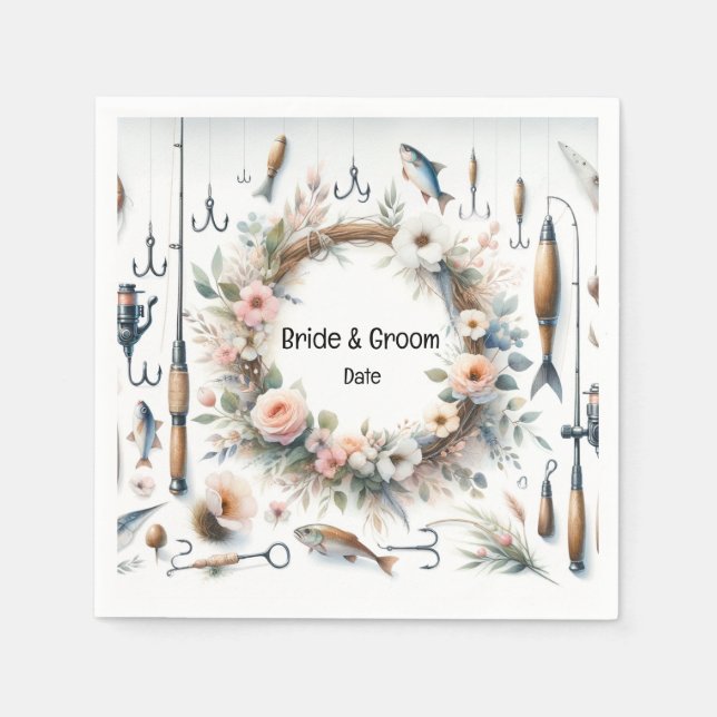 Fishing Lovers  themed Hook on you Wedding  Napkin (Front)
