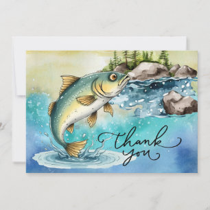 Fishing Lovers  watercolor style  Thank You Card
