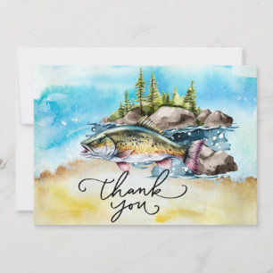 Fishing Lovers watercolor style Thank You Card
