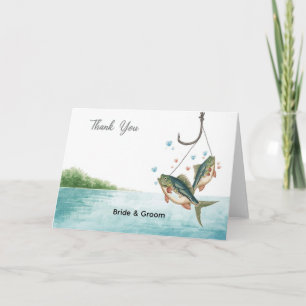 Fishing Lovers Wedding Watercolor Thank You Card 