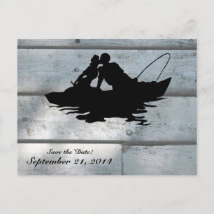 Fishing Lovers Wood Save the Date Announcement Postcard