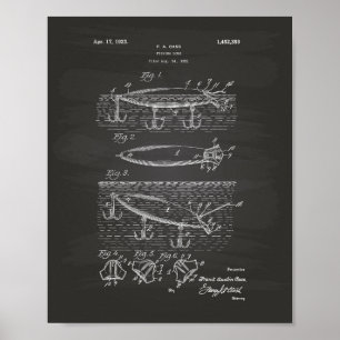 Fishing Lure 1923 Patent Art Chalkboard Poster