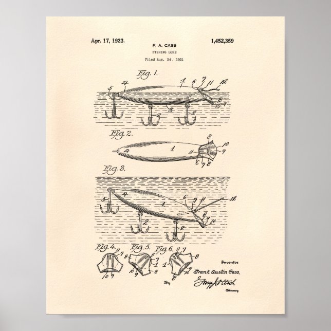 Fishing Lure 1923 Patent Art Old Peper Poster (Front)