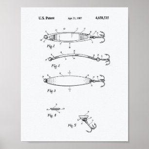 Fishing Lure 1926 Patent Art White Paper PosteraFi Poster
