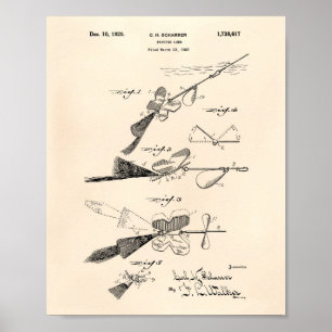 Fishing Lure 1929 Patent Art Old Peper Poster