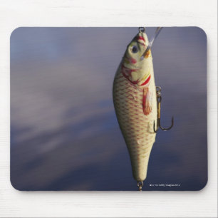 fishing lure in front of water mouse mat