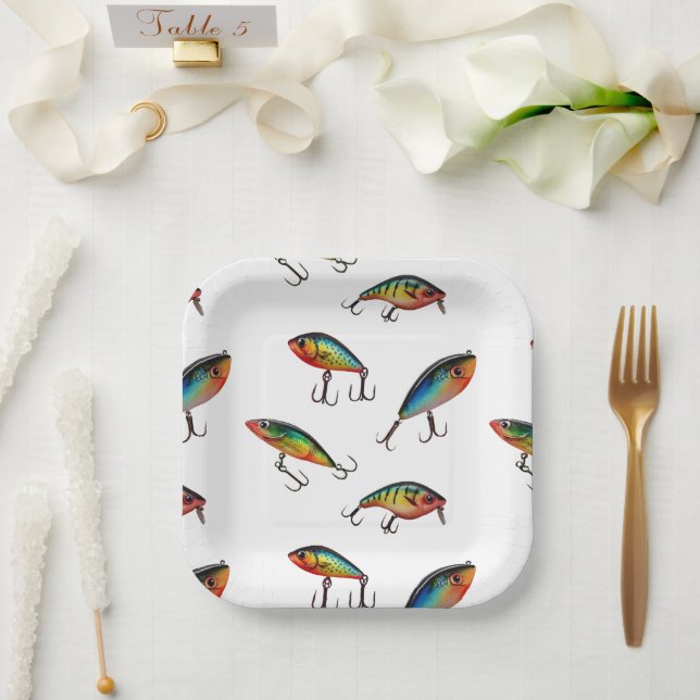 Fishing Lure Pattern Paper Plate (Wedding)