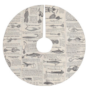 Fishing Lures Advertising Fisherman Art Brushed Polyester Tree Skirt