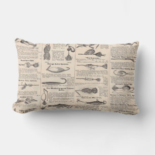 Fishing Lures Advertising Fisherman Art Lumbar Cushion