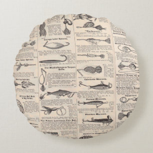 Fishing Lures Advertising Fisherman Art Round Cushion