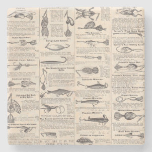 Fishing Lures Advertising Fisherman Art Stone Coaster