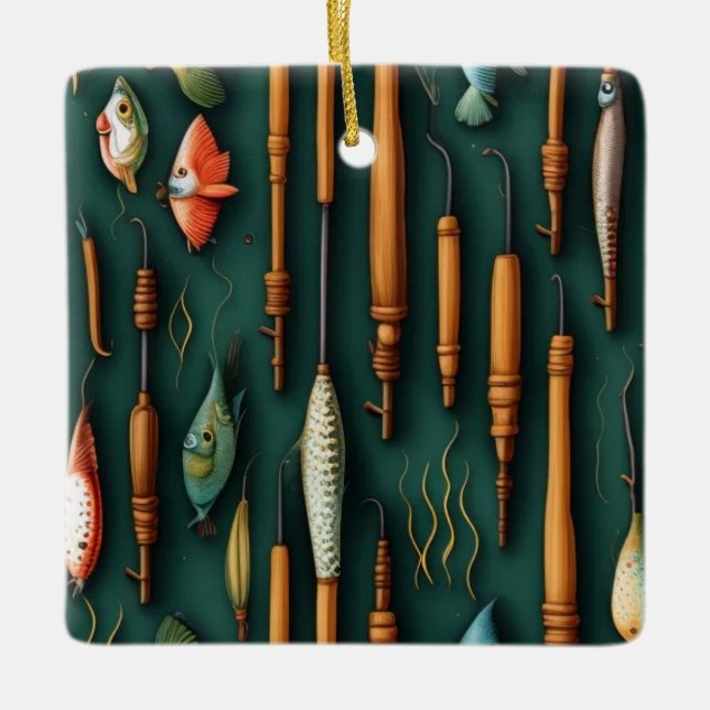 Fishing Lures Collection Ceramic Ornament (Front)