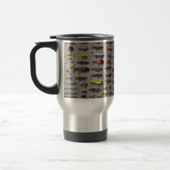 Fishing Lures Gifts for Fishermen Retirement Gift Travel Mug (Left)
