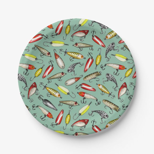 Fishing Lures Paper Plate (Front)