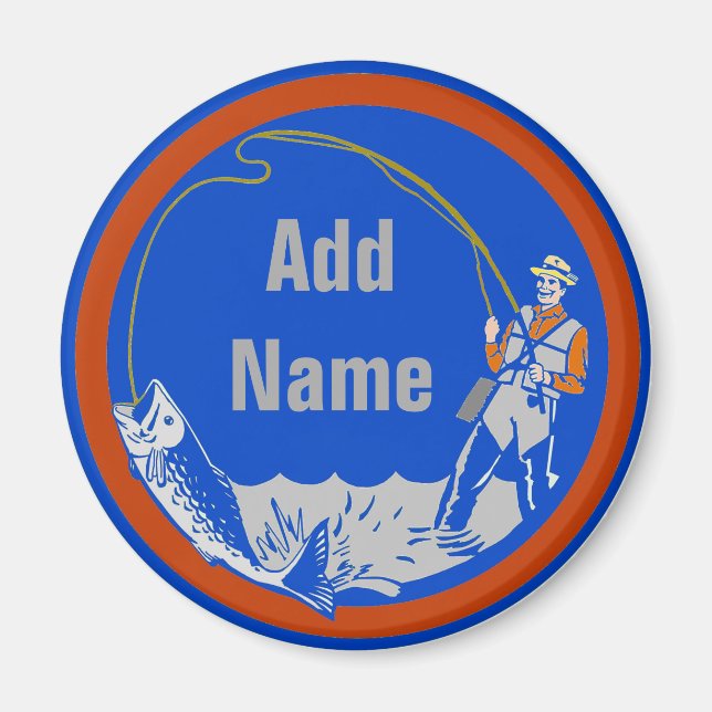 fishing Man, change text Magnet (Front)