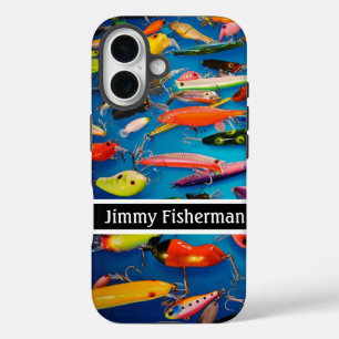 Fishing Many Fishing Lures design Personalize name iPhone 16 Case