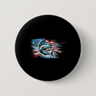 Fishing Marlin Swordfish Fish 4th Of July American 6 Cm Round Badge