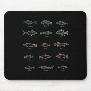 Fishing Men Boys Gift Fish Fishermen Hobby Lake Fi Mouse Mat