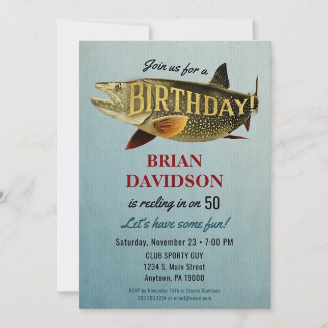 Fishing Mens Birthday Party Invitation Fisherman (Front)
