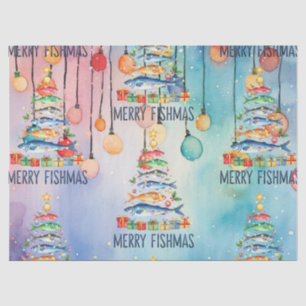 Fishing Merry Fishmas Christmas tree Tissue Paper