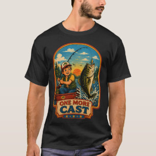 fishing motif with boat and sunset lake T-Shirt