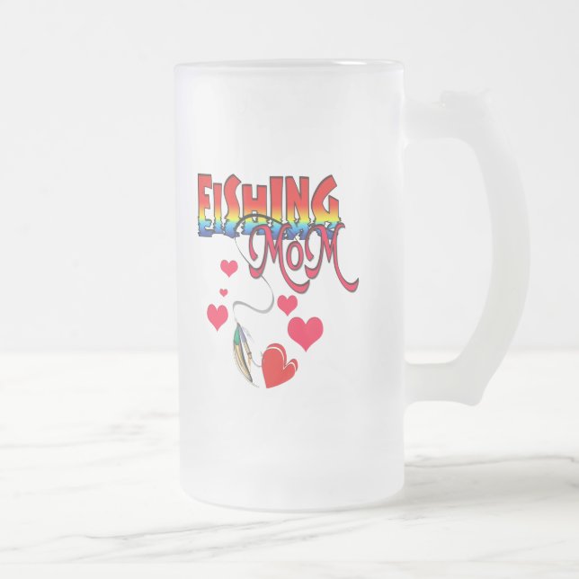 Fishing Mum Apparel Frosted Glass Beer Mug (Right)