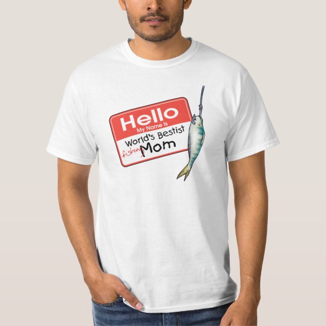 Fishing Mum  Hello T-Shirt (Front)