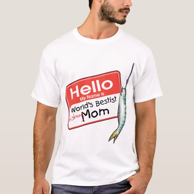 Fishing Mum  Hello T-Shirt (Front)