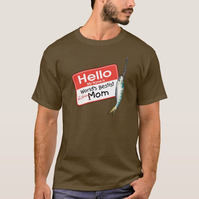 Fishing Mum  Hello T-Shirt (Front)