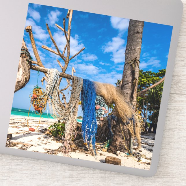 Fishing nets drying on the beach (Detail)