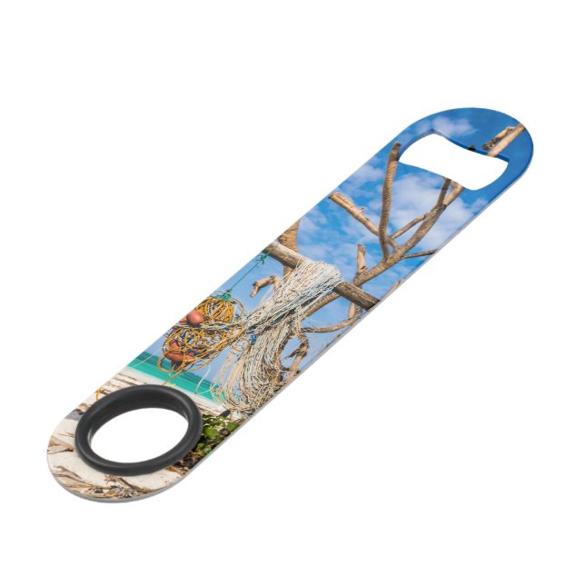 Fishing nets drying on the beach (Back Angled)