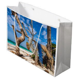 Fishing nets drying on the beach large gift bag