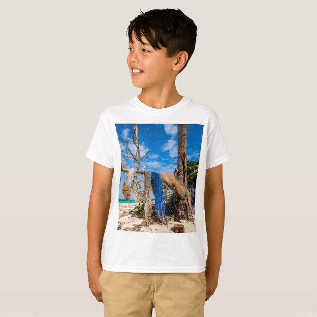 Fishing nets drying on the beach T-Shirt (Front Full)