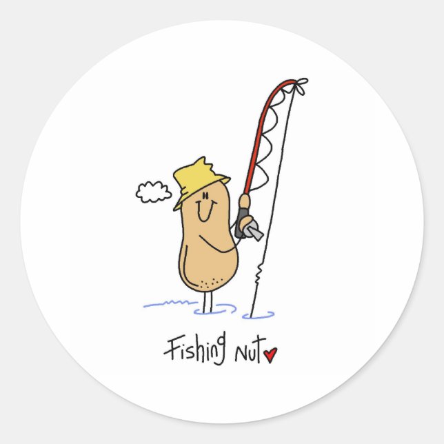 Fishing Nut Classic Round Sticker (Front)